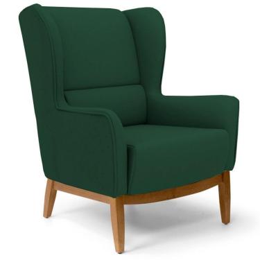 Imagem de Poltrona Decorativa Base Manu Madeira Milena Veludo C-303 Verde Musgo - Domi