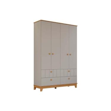 Imagem de Guarda Roupa Infantil C/ 4 Portas E 4 Gavetas Biscoito Fendi/nature - Permóbili Baby