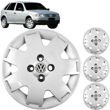 Imagem de Jogo 4 Calotas Aro 14 Vw Gol E Parati G3 G4 2000 a 2014 Com Adesivo Logo Vw Resinado Grid GR061CA