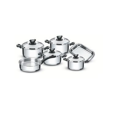 Imagem de Jogo de Panelas Tramontina 6 Peças Solar Baquelite em Aço Inox com Fundo Triplo com Cabos e Alças de Baquelite