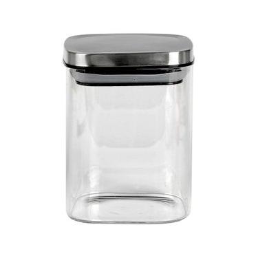 Imagem de Porta Mantimentos Quadrado Dynasty em Vidro Borossilicato com Tampa de Metal Prata  800 ml