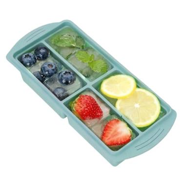 Imagem de Formas De Silicone Para Congelador,2 Peças Recipientes Alimentares 4 Divisões,Forma Para Sopas Com Tampa - Armazenamento De Molhos Caldos Sobras Cozinha Casa Escritório Microondas Livre De BPA