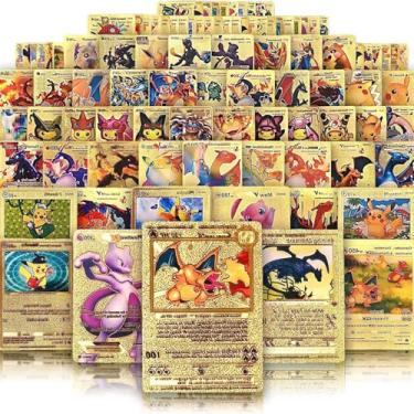Imagem de 55 PCS Gold Cards Packs Vmax V EX GX Rare Golden Cards Deck Box Gold Foil Card for Fans/Kids/Collectors Gifts (No Duplicates) (Gold)