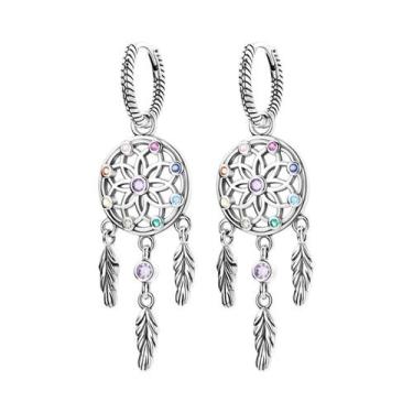 Imagem de Brinco de argola de prata 925 para mulheres pendientes lua sol brincos