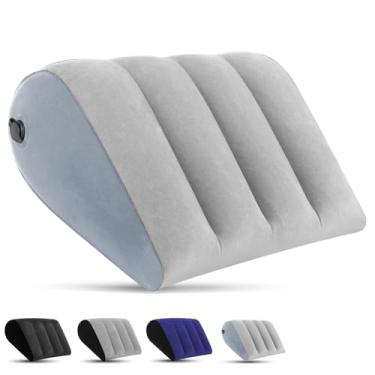 Imagem de Almofadas de cama portáteis para dormir – Travesseiro inflável para viagens, ronco, alívio da dor nas pernas, suporte para as costas, após cirurgia, circulação e inchaço, gravidez, inflação rápida