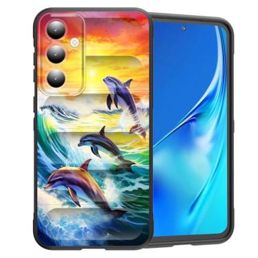 Imagem de CICPLKSE Capa para Galaxy A35 5G, silicone premium com [forro de microfibra macio antiarranhões] capa protetora à prova de choque para Samsung Galaxy A35 5G 16.8 cm 2024, Ocean Waves Sunset Dolphins