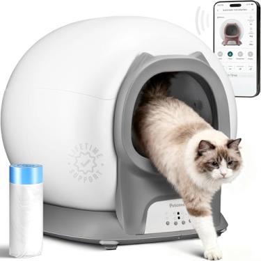 Imagem de PetCove Caixa de areia autolimpante com sensores de segurança automáticos para vários gatos - Caixa de areia automática para gatos autolimpante - Remoção de odor com controle inteligente de aplicativo