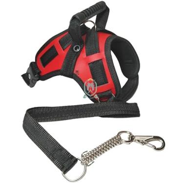 Imagem de Coleira Peitoral em Couro Sintético para Cachorro com Guia – Peitoral Ajustável Resistente, Confortável e Seguro para Passeios(VERMELHO,G)