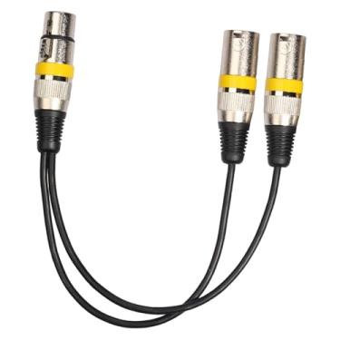 Imagem de Almencla Cabo divisor de áudio XLR, adaptador de áudio, 1 fêmea para 2 machos de 3 pinos, cabo patch Y para microfone, Amarelo