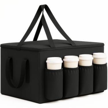 Imagem de musbus Saco de catering para doordash uber eats 55 x 35 x 33 cm, saco isolado para entrega de alimentos com porta-copos/porta-bebidas Premium XXL, bebidas, mercearia, pizza, caixas quentes quentes e