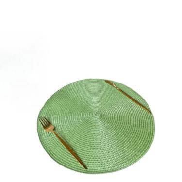 Imagem de Jogo Americano Redondo Kit com 6 Peças 38cm em PVC – Sousplat para Mesa Posta, Jantar e Decoração(Verde Claro)