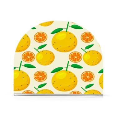 Imagem de Qilmy Porta-guardanapos acrílico laranjas amarelas, porta-guardanapos de coquetel de plástico transparente para mesas de restaurante de cozinha, 2 peças