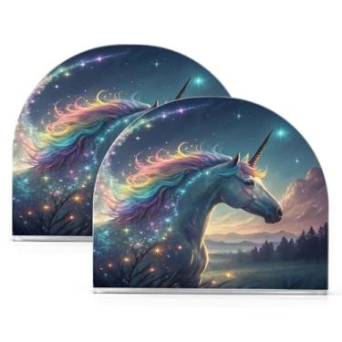 Imagem de Qilmy Porta-guardanapos de acrílico Horse Fantasy, suporte de lenços de mesa independente, dispensador de papel de coquetel para cozinha, jantar, restaurante, bar, decoração, 2 unidades