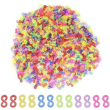 Imagem de Hocansen 1000 peças de clipes S para elásticos pulseiras de tear de 11 mm conectores clipes de gancho de plástico para kit de recarga de pulseira (colorido/SG)