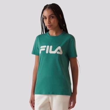 Imagem de Camiseta Fila Letter Premium II Feminina Verde e Branca-Feminino