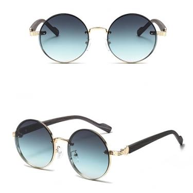 Imagem de HCHES Óculos de Sol Clássicos com Armação Redonda em Metal para Homens e Mulheres, Proteção Solar e Anti-UV para Dirigir (Verde)