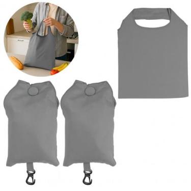 Imagem de 2 Sacolas Dobrável Poliéster 58x38cm Bolsa Reutilizável - Lyor