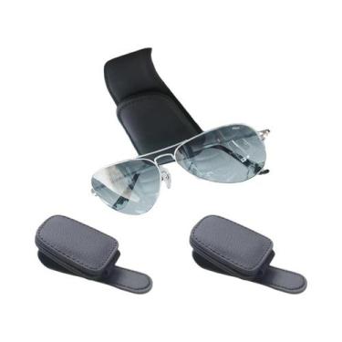 Imagem de Clipe Magnético De Couro Para Óculos De Sol Para Quebra-Sol De Carro E