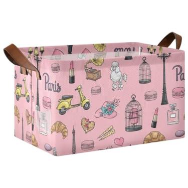 Imagem de Organizadores de brinquedos grandes e caixas de armazenamento com alças, caixas de 43 x 29 x 25 cm para organização da Torre Eiffel de Paris, organizador de suéteres, pacote com 2