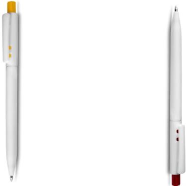 Imagem de Caneta Esferográfica Retrátil com Grip Antiderrapante, Escrita Azul, Plástico Translúcido, 10 Unidades, Design Executivo, Corpo Cilíndrico, para Escritório (Amarelo e Vermelho 2)