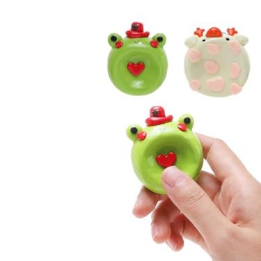 Imagem de Pedra de preocupação com a ansiedade, pedra de polímero feita à mão para o polegar, 2 peças, adoráveis formas de animais e frutas, pedra de bolso para o polegar para alívio da meditação e ansiedade