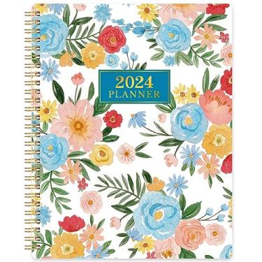 Imagem de Agenda 2024 – Agenda semanal e mensal 2024, janeiro de 2024 – dezembro de 2024, 20,32 x 25,4 cm, calendário 2024 com abas impressas, capa flexível, papel premium, feriados, encadernação de fio duplo, organizador perfeito