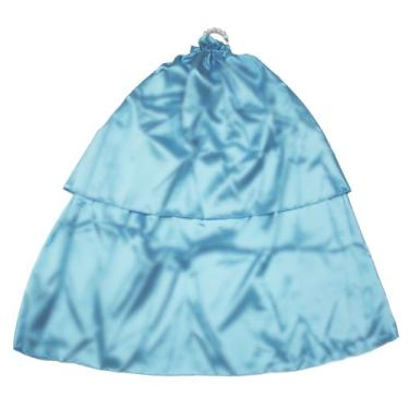 Imagem de Vestido de princesa azul claro cetim capa roupa menina acessório fantasia 1-8 anos (4-5 anos)