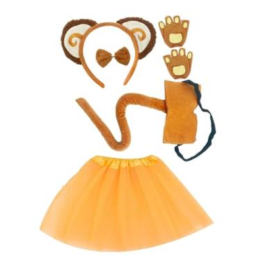 Imagem de UGPLM Conjunto de saia com orelhas e rabo de macaco para cosplay, ideal para brincadeiras de RPG e decoração de baile de máscaras.