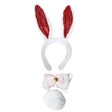 Imagem de Petitebella Tiara de orelha de coelho, 3 peças (branco/vermelho lantejoulas, tamanho único)