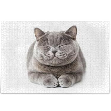 Imagem de Quebra-cabeça de gato britânico de pelo curto adulto 500 peças presentes para amantes de quebra-cabeça personalizado Prime Family Puzzles arte decoração pintura, 52 cm x 37,8 cm