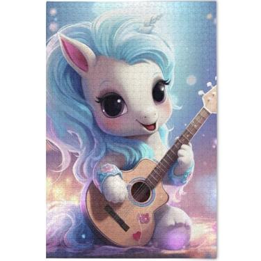 Imagem de Quebra-cabeças personalizados de unicórnio para adultos 1000 peças presentes de festa de elefante branco presentes exclusivos cenário decoração de arte animal, 75 x 50 cm