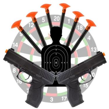 Imagem de Brinquedo Arminha Mira Dardo no Alvo Infantil Kit 2 Air Gun de Ar com 