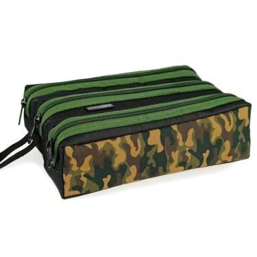 Imagem de Estojo Escolar Infantil 3 Divisórias Colorido Organizador Bolsinha de Lápis Menina Menino-Masculino