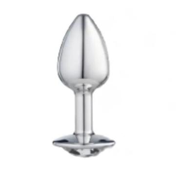 Imagem de Plug Anal 6,8 x 3,2cm Com Pedra Tamanho P Acessório Erótico Para Dilatação Suave 253 (PRATA)
