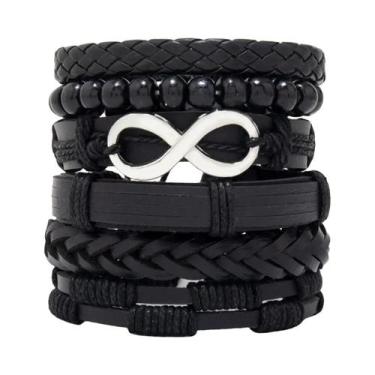 Imagem de Pulseira De Couro Vintage Estilo Punk Masculina DIY Conjunto De Joias 