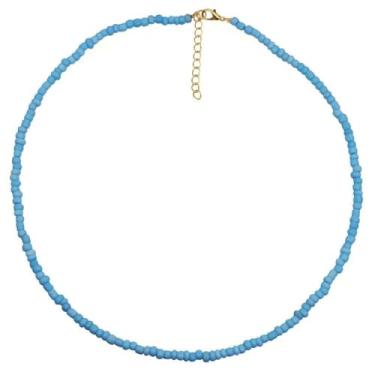 Imagem de TINCOLIA Colar feito à mão com miçangas de sementes coloridas perfeitas para melhores amigos, corrente de clavícula casual curta