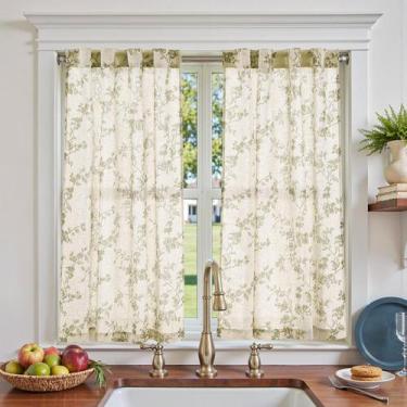 Imagem de Cortinas de cozinha jinchan Floral Linen Tier 45cm Christmas
