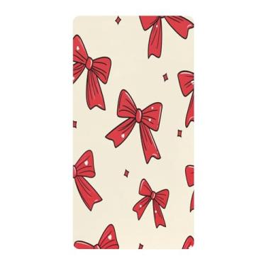 Imagem de Blueangle Lençol de berço padrão para berço infantil - Lençóis de algodão macio e respirável com laços vermelhos (90)