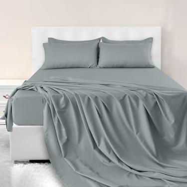 Imagem de Jogo de lençol completo LUX Decoration – Lençóis de microfibra ultramacia de 6 peças com lençol de cima, lençol com elástico profundo de 40,6 cm e fronhas, hotel refrescante e respirável, Oeko-TEX