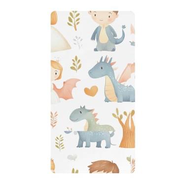 Imagem de xigua Lençol de berço de algodão princesa com dragões para meninas e meninos, macio e respirável, adequado para berço padrão e cama infantil