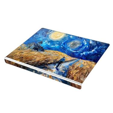 Imagem de SEHANY Tábua de corte de acrílico Van Gogh's Starry Night com borda de balcão, 34 x 42 cm, placa de corte transparente antiderrapante para bancada de cozinha, perfeita para pão, frutas e vegetais
