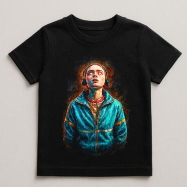 Imagem de Camiseta Infantil Stranger Things Max 100% Algodao - NoBrand, Preto, 4