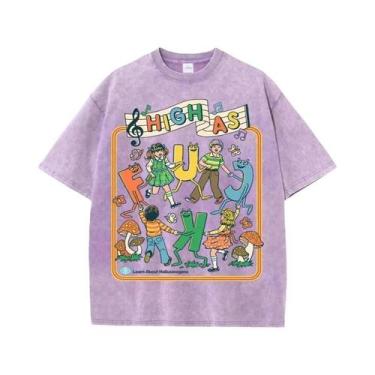 Imagem de Camiseta Masculina Oversize Retrô De Verão Em Algodão Macio Com Gola R