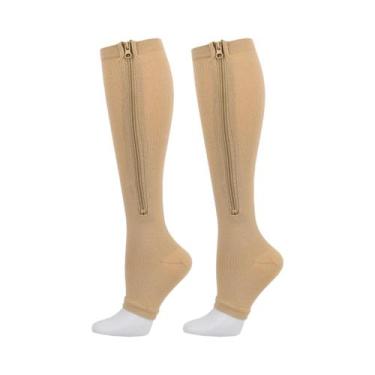 Imagem de Meias De Compressão Unissex Com Zíper E Ponta Aberta Para Suporte E Em