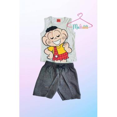 Imagem de Conjunto Regata Cascão - Mescla Branco / Preto