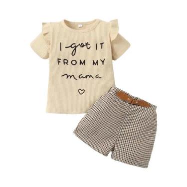 Imagem de Conjunto De Verão Para Bebê Menina 2 Peças: Blusa Com Estampa De Letra