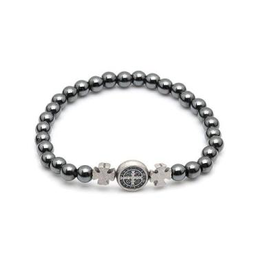 Imagem de Pulseira Hematita Medalha De São Bento - FORNECEDOR 1