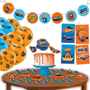 Imagem de Kit Festa Hot Wheels 62 Peças Comemoração Aniversário Kid Criança Fest