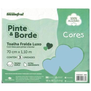 Imagem de Toalha Fralda Luxo Com 03 Unidades Pinte E Borde Baby Incomfral COR:AZ