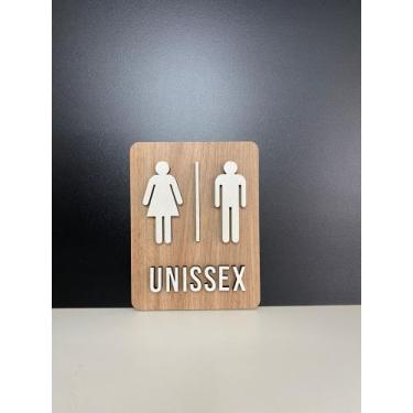 Imagem de Placa de sinalização Unissex Masculino e Feminino em MDF - Realaser St